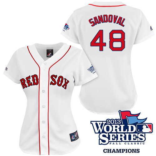 Pablo Sandoval #48 mlb Jersey-Boston Red Sox Women's Authentic 2013 World Series Champions Home White Baseball Jersey